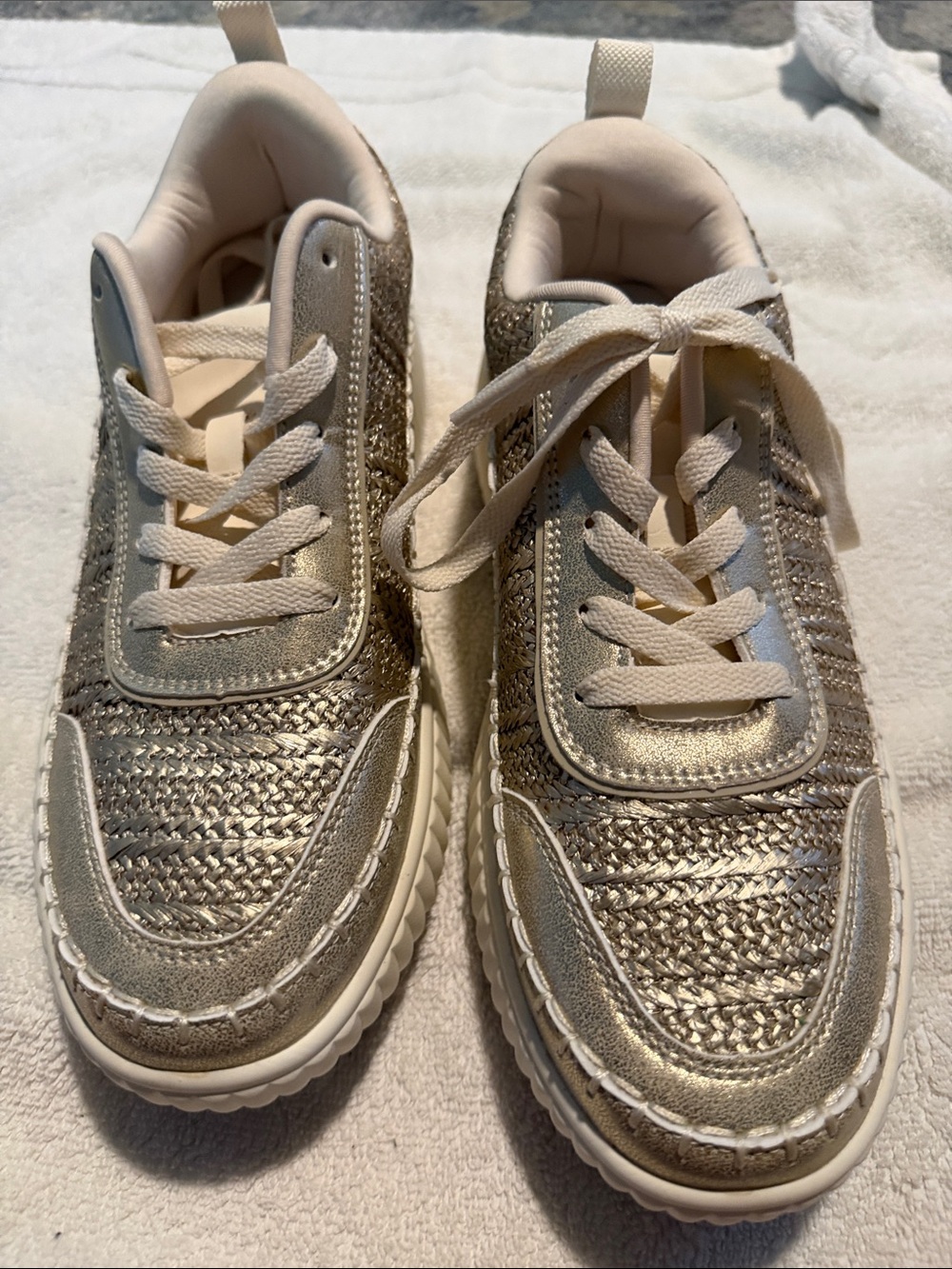 Kids Metallic Gold Sneakers with White Trim, Dream Pairs